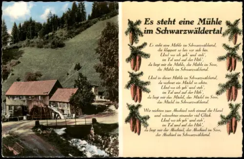 .Baden-Württemberg Mühle im Schwarzwäldertal mit Liedtext 1963