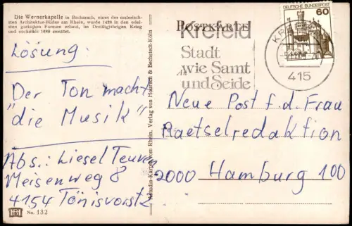 Ansichtskarte Bacharach Wernerkapelle 1982