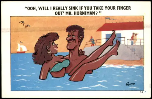 Ansichtskarte  Humoristische Postkarte: Paar im Wasser (Mr. Horniman) 1960