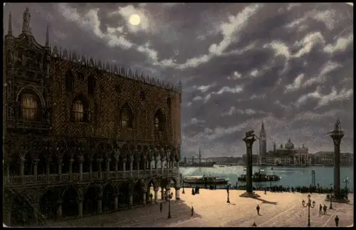 Venedig Venezia Piazzetta und Isola di San Giorgio bei Nacht 1910