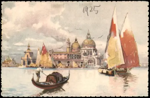 Cartolina Venedig Venezia Kirche Künstlerkarte Chiesa della Salute 1920