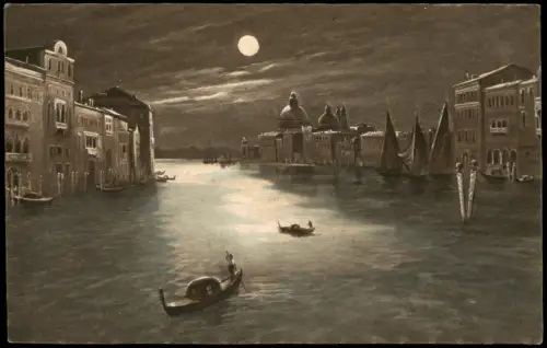Venedig Venezia Mondnacht in Venedig mit Santa Maria della Salute 1914