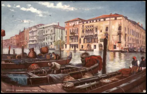 Cartolina Venedig Venezia Canal Grande vom Fischmarkt 1908