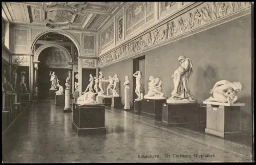 Kopenhagen København Innenansicht der Ny Carlsberg Glyptothek mit Skulpturensammlung 1910
