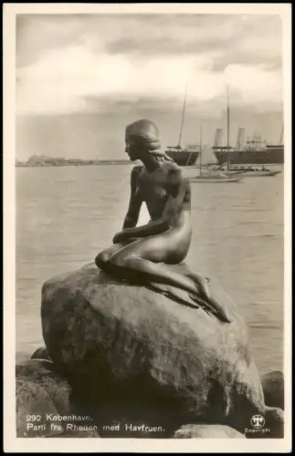 Postcard Kopenhagen København Die Kleine Meerjungfrau im Hafen 1940