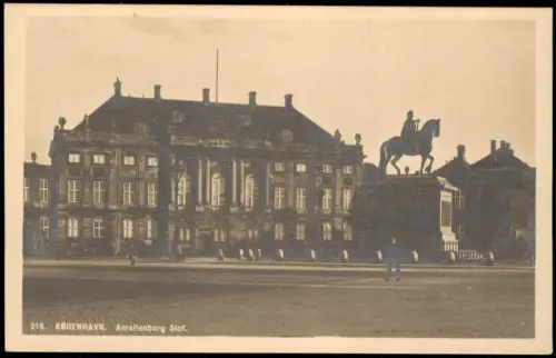 Postcard Kopenhagen København Amalienborg Slot mit Reiterstandbild 1910