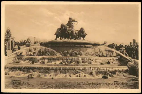 Postcard Kopenhagen København Gefion-Brunnen an der Langelinie 1915