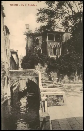 Cartolina Venedig Venezia Rio S. Cristoforo mit Brücke 1910