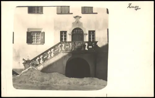Zuoz Zutz | Zuz Echtfoto-Karte Haus-Ansicht mit Außentreppe 1930