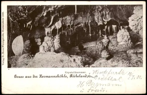 Ansichtskarte Rübeland Krystallkammer in der Hermannshöhle 1900