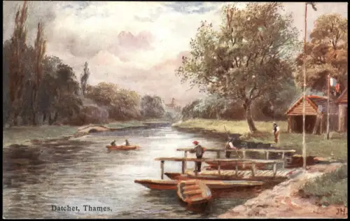 Postcard Datchet Themse-Ufer bei Datchet 1905