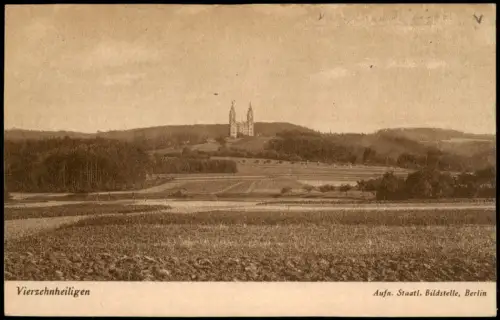 Bad Staffelstein Fernblick auf die Wallfahrtskirche Vierzehnheiligen 1943