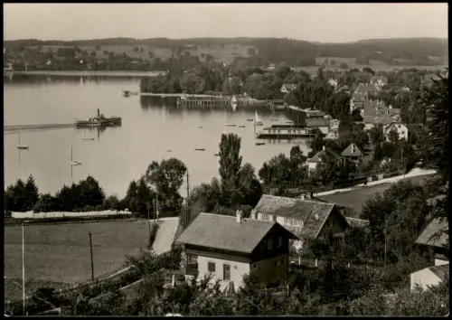 Herrsching am Ammersee Panorama-Ansicht Häuser und See mit Dampfer 1953