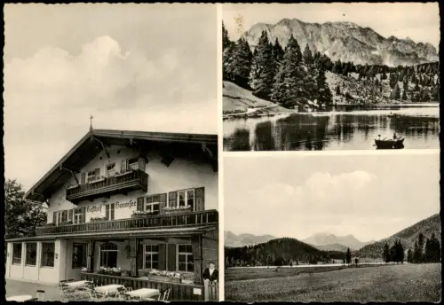 Krün Mittenwald Mehrbild-AK  GASTHOF BARMSEE-GRUBSEE Bes. Michael Kriner 1962