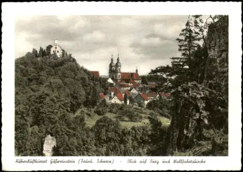 Ansichtskarte Gößweinstein Blick auf Burg und Wallfahrtskirche 1955