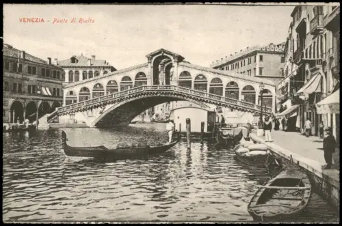 Cartolina Venedig Venezia Ponte di Rialto Brücke 1910