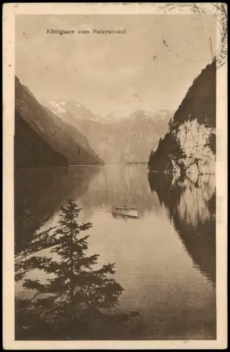 Schönau am Königssee Königssee vom Malerwinkel, Schiff Boot Berge 1925