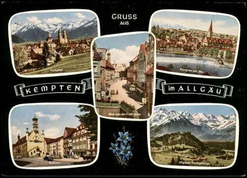 Ansichtskarte Kempten (Allgäu) Mehrbildkarte mit 5 Ortsansichten 1966