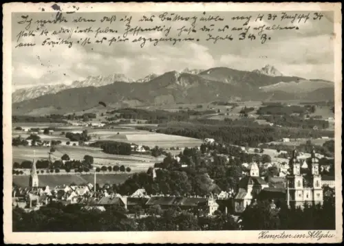 Kempten (Allgäu) Panorama-Ansicht mit Allgäuer Alpen Berge 1937