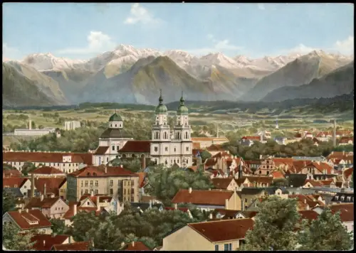Kempten (Allgäu) Panorama-Ansicht Blick zu den Alpen Bergen 1955