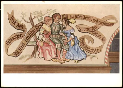 Dinkelsbühl Hotel „Deutsches Haus" Wandgemälde von E. Unbehauen 1930