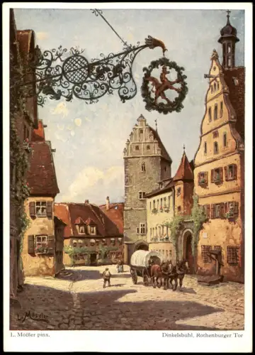 Dinkelsbühl Signierte Künstlerkarte Originalgemälde v. Ludwig Mößler 1930