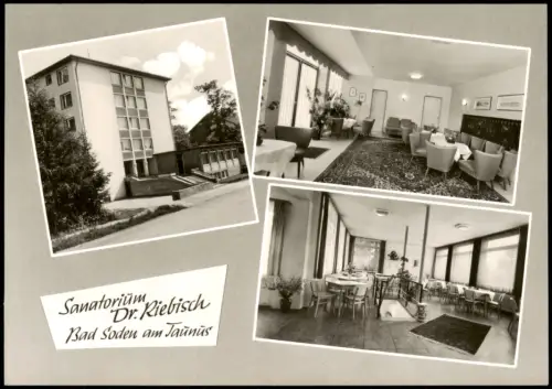 Bad Soden am Taunus Mehrbild-AK Sanatorium Dr. Riebisch mit Innenansichten 1970