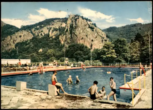 Bad Münster am Stei Ebernburg Leute im Freibad Sole-Schwimmbad 1965