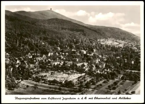 Seeheim-Jugenheim Flugzeugaufnahme Jugenheim Schwimmbad Melibokus 1940