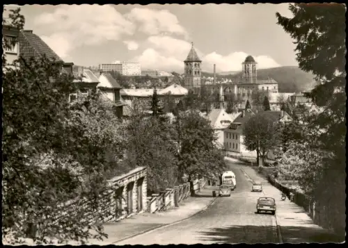Bad Hersfeld Panorama-Blick auf Stadtkirche Stiftsruine u. Krankenhaus 1955