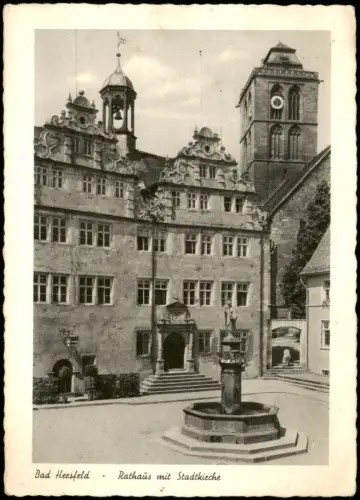 Ansichtskarte Bad Hersfeld Rathaus mit Stadtkirche 1955