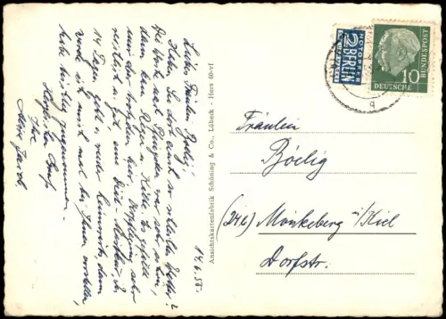 Ansichtskarte Bad Hersfeld Rathaus mit Stadtkirche 1955