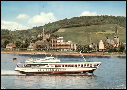 Bad Hönningen KÖLN-DÜSSELDORFER Tragflügelboot Rheinpfeil am  Hotel 1974
