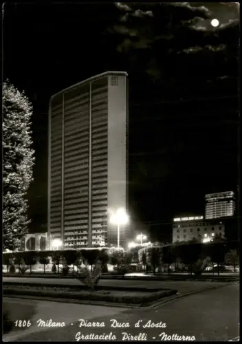 Mailand Milano Piazza Duca d'Aosta Grattacielo Pirelli Abend-/Nacht-Ansicht 1962