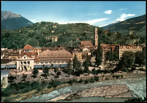 Cartolina Meran Merano Casinò e passeggiata Promenade mit Kurhaus 1961