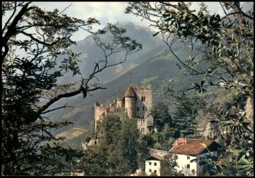Cartolina Meran Merano Panorama Castelfontana Brunnenburg 1970