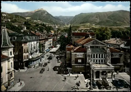 Meran Merano Teilansicht Blick auf Kreuzung Straßen Partie 1955