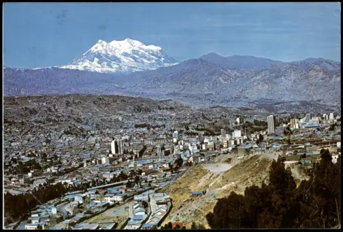 Postcard La Paz Bolivien Vista panorámica con Monte Illimani 1980
