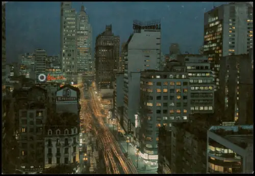 Postcard Sao Paulo Vista noturna da Avenida São João 1980