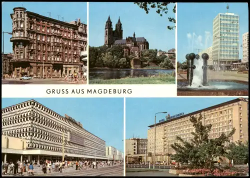 Magdeburg Hasselbachplatz, Blick zum Dom, Centrum Warenhaus 1977