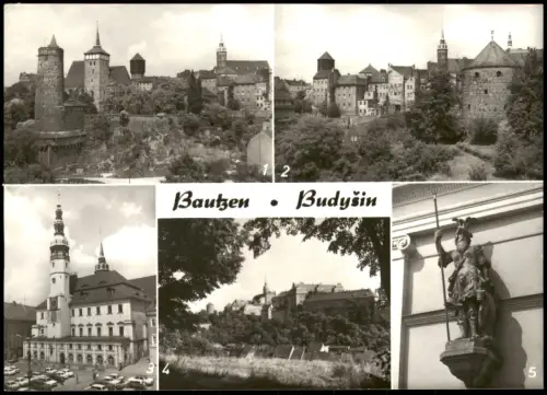 Bautzen  Mehrbild-AK u.a. Wasserkunst, Röhrscheidtbastei, Statue Rathaus 1982