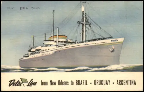 Ship Schiff DEL ORO Passagierschiff DELTA Lines USA New Orleans Service 1950