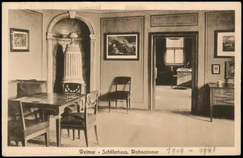 Ansichtskarte Weimar Schillerhaus, Empfangszimmer, Einrichtung 1910