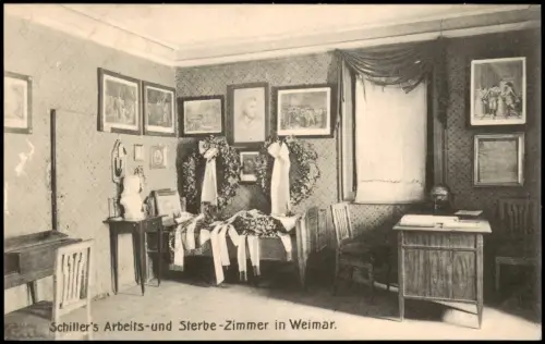 Ansichtskarte Weimar Schiller's Arbeits-und Sterbe-Zimmer 1907