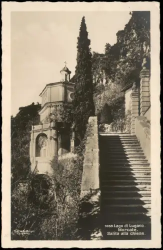Ansichtskarte Lugano Lago di Lugano.Morcote. Salita alla chiesa. 1935