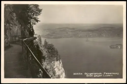 Ansichtskarte Stansstad Felsenweg - Blick gegen Luzern 1934