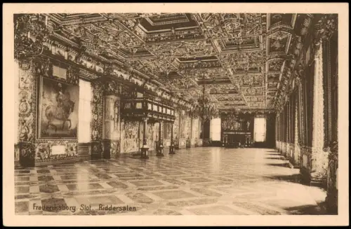 Postcard Kopenhagen København Frederiksborg Slot Riddersalen 1928