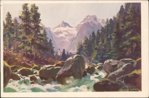 Ansichtskarte Lofer Stadt mit den Loferer Steinbergen 1935