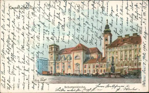 Ansichtskarte Wien Künstlerkarte Schottenkirche 1905