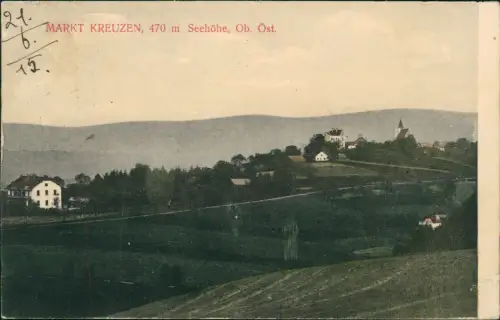 Ansichtskarte Markt Kreuzen Fernblick auf die Stadt 1915